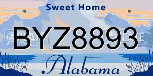 BYZ8893 Alabama License Plate