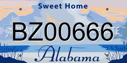 BZ00666 Alabama License Plate