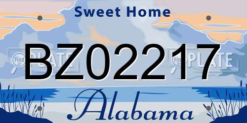 BZ02217 Alabama License Plate