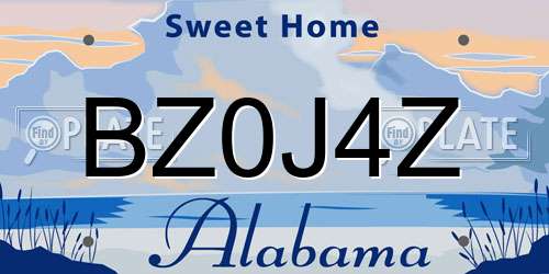 BZ0J4Z Alabama License Plate