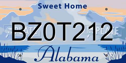 BZ0T212 Alabama License Plate