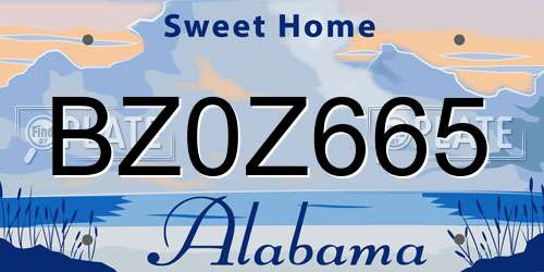 BZ0Z665 Alabama License Plate
