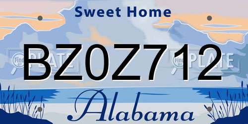 BZ0Z712 Alabama License Plate