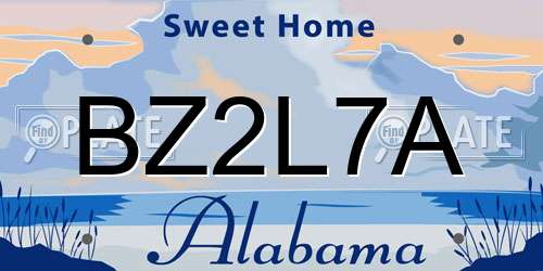BZ2L7A Alabama License Plate
