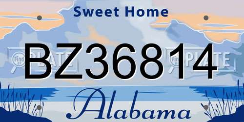 BZ36814 Alabama License Plate