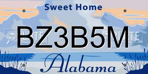 BZ3B5M Alabama License Plate