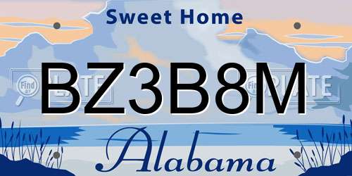 BZ3B8M Alabama License Plate