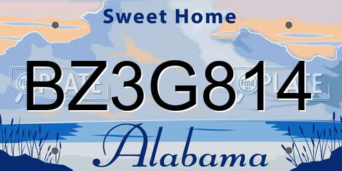 BZ3G814 Alabama License Plate