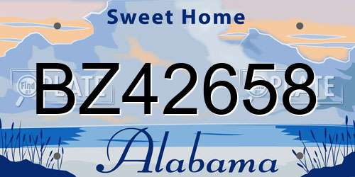 BZ42658 Alabama License Plate