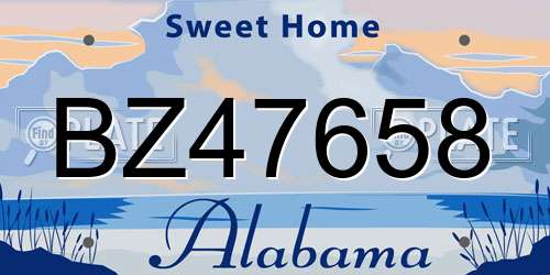 BZ47658 Alabama License Plate