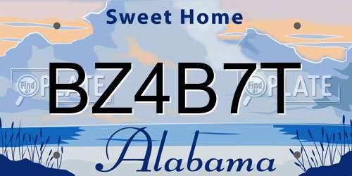 BZ4B7T Alabama License Plate