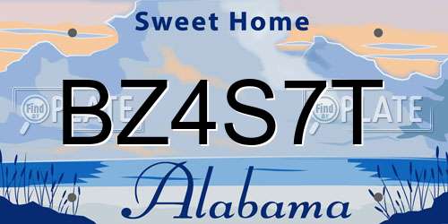 BZ4S7T Alabama License Plate