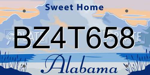 BZ4T658 Alabama License Plate