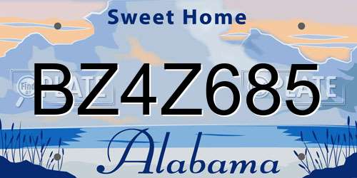 BZ4Z685 Alabama License Plate