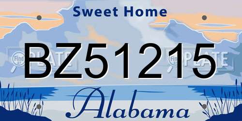 BZ51215 Alabama License Plate