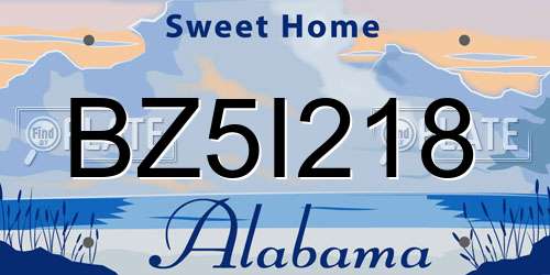 BZ5I218 Alabama License Plate