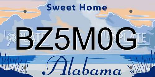 BZ5M0G Alabama License Plate