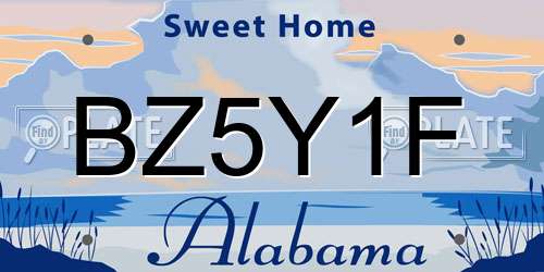 BZ5Y1F Alabama License Plate