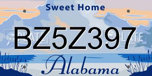 BZ5Z397 Alabama License Plate