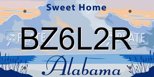 BZ6L2R Alabama License Plate