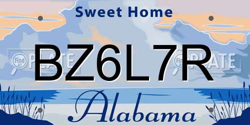 BZ6L7R Alabama License Plate