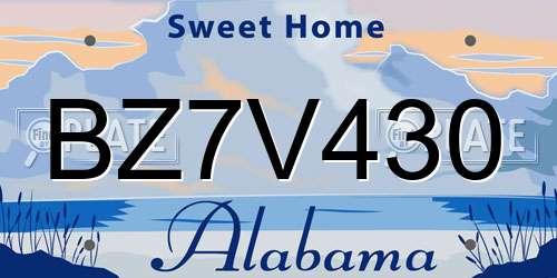 BZ7V430 Alabama License Plate