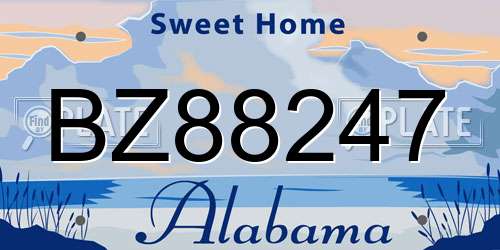 BZ88247 Alabama License Plate
