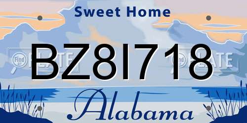BZ8I718 Alabama License Plate