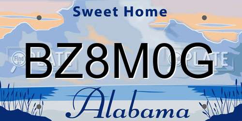 BZ8M0G Alabama License Plate