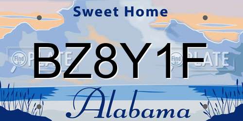 BZ8Y1F Alabama License Plate