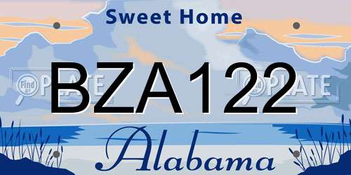 BZA122 Alabama License Plate
