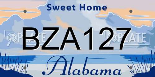BZA127 Alabama License Plate