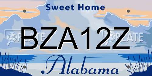 BZA12Z Alabama License Plate