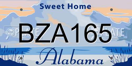 BZA165 Alabama License Plate