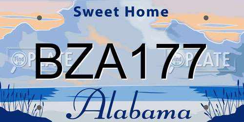 BZA177 Alabama License Plate