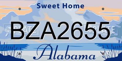BZA2655 Alabama License Plate