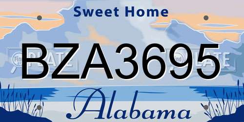 BZA3695 Alabama License Plate