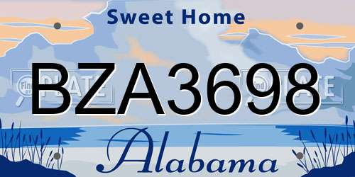 BZA3698 Alabama License Plate