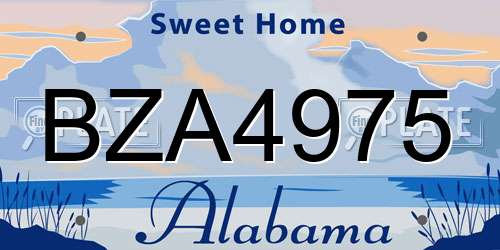 BZA4975 Alabama License Plate