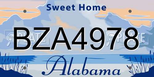 BZA4978 Alabama License Plate