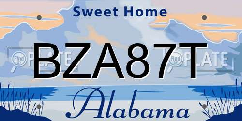 BZA87T Alabama License Plate