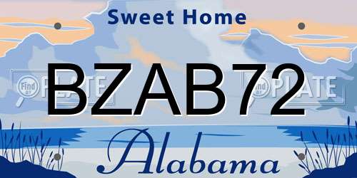 BZAB72 Alabama License Plate