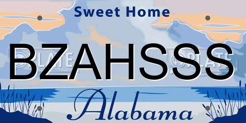 BZAHSSS Alabama License Plate