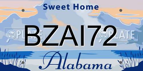 BZAI72 Alabama License Plate