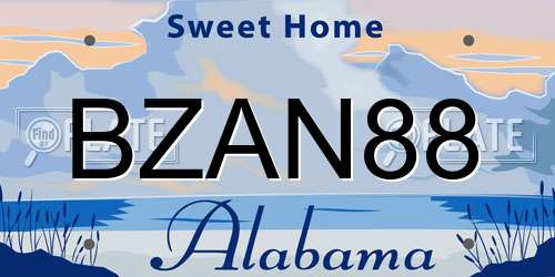 BZAN88 Alabama License Plate