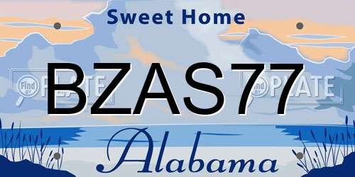 BZAS77 Alabama License Plate