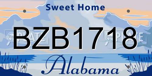 BZB1718 Alabama License Plate
