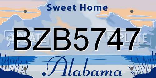 BZB5747 Alabama License Plate