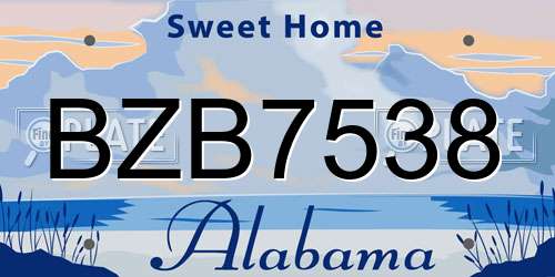 BZB7538 Alabama License Plate