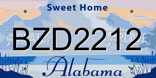 BZD2212 Alabama License Plate